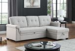 Lucca 84" Light Gray Linen Reversible Sleeper Sectional Sofa with Storage Chaise