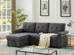 Lucca 84" Dark Gray Linen Reversible Sleeper Sectional Sofa with Storage Chaise